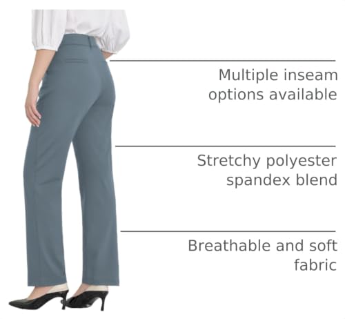 Image of Bamans Dress Pants Women Work Business Office Straight Leg Slacks