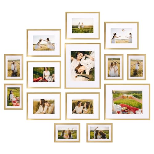 Giftgarden 14-Pack Matted Gold Frame Set