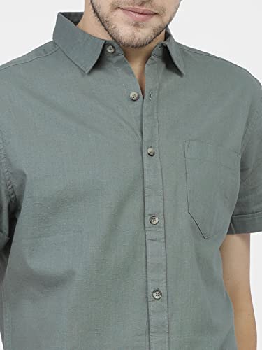 Image of Ketch Men's Cotton Slim Fit Solid Half Sleeve Shirt