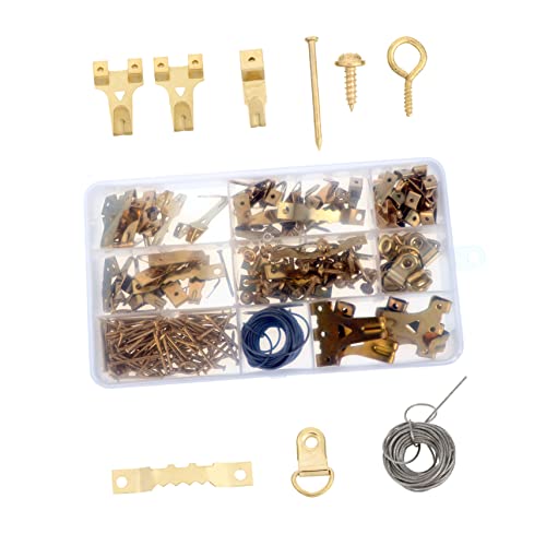 SHINEOFI 1 Ensemble clou de cadre photo clou de mur en fer kit de suspension de tableaux fil suspendu à mur propre sans trace avec câble métallique crochet sans trace le fer