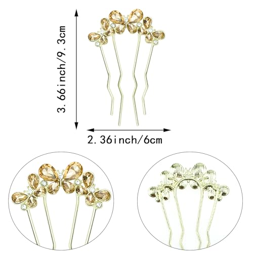 4 Peines Decorativos de Mariposa con Cristal miniatura 2