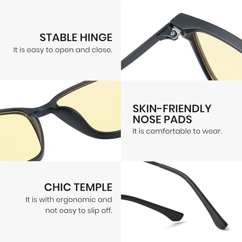 Image of Cyxus Yellow Tinted Gaming Glasses, Headset Friendly TR90 Computer Eyewear, Anti Eye Strain Screen Glare Filter Spectacles for PC Gaming, Streaming, Console Players 8208Y02