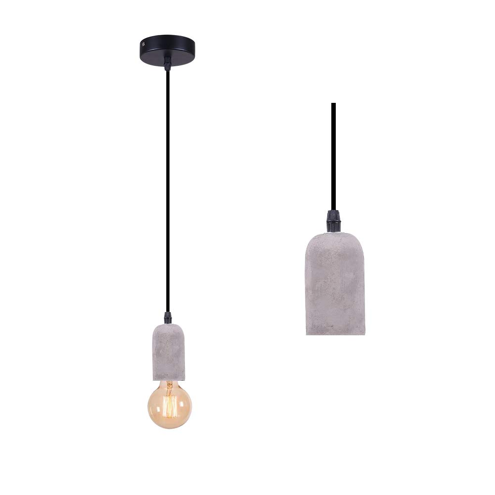 Natual Concrete Suspended Ceiling Pendant 1 Light Mini Pendant Light Grey, Industrical Vintage Hanging Ceiling Lightin Fitting with E27 Socket for Bedroom Livingroom Ktichken Bar