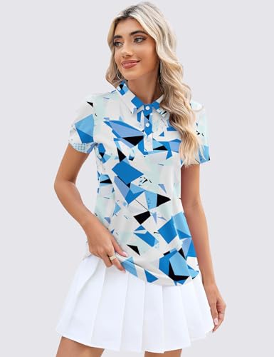Image of TFSDOD Womens Golf Polo Shirts Collared Short Sleeve T Shirt Lightweight Moisture Wicking Polo Casual 3 Buttons Outfits