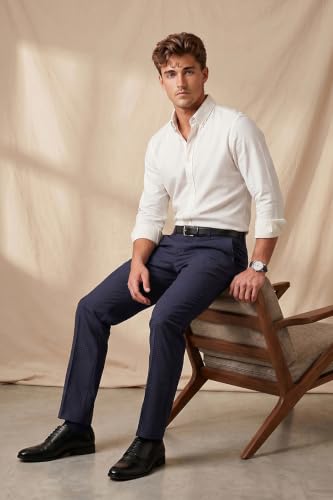 Image of Peter England Men Mid Rise Slim Work Utility Pants