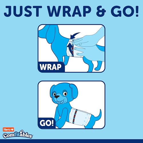 New! Hartz Comfitables Disposable Male Dog Wraps with Stretchy Waistband, Small 12 Count