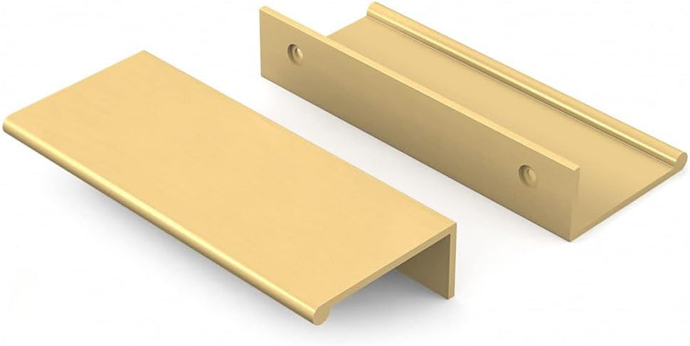 JZS Cabinet Pulls Kitchen Cabinet Hardware Aluminum Alloy Cabinet Edge Pull Cabinet Finger Pull 96mm Center to Center,4 Pack,Gold
