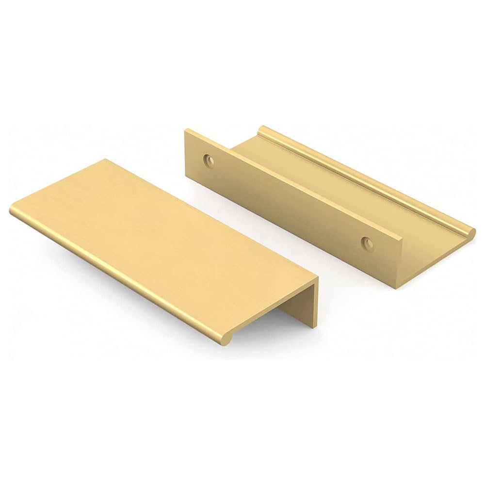 JZS Cabinet Pulls Kitchen Cabinet Hardware Aluminum Alloy Cabinet Edge Pull Cabinet Finger Pull 96mm Center to Center,4 Pack,Gold
