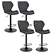 WOLTU Stołek barowy zestaw 4 szt. z regulacją wysokości 60-82 cm, krzesło obrotowe 360° z oparciem podnóżek krzesło barowe z aksamitu metalowy taboret barowy ciemnoszary BH324dgr-4