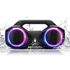 Bluetooth Speaker 80W(Peak)Loud with Bass, 20H Playtime, IPX7 Waterproof, RGB Lights, TWS, Large Portable Wireless Speakers for Outdoor, Home, Party, Pool, Beach, Tailgating, Gym, Work, Gifts (Black)