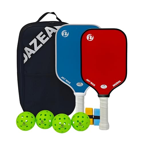 DAZEAL USAPA Approved Pickleball Paddles (2-Pack) – Fiberglass Surface & 16MM Honeycomb Core Non-Slip Grip for All Levels Lightweight Rackets for Men & Women Set