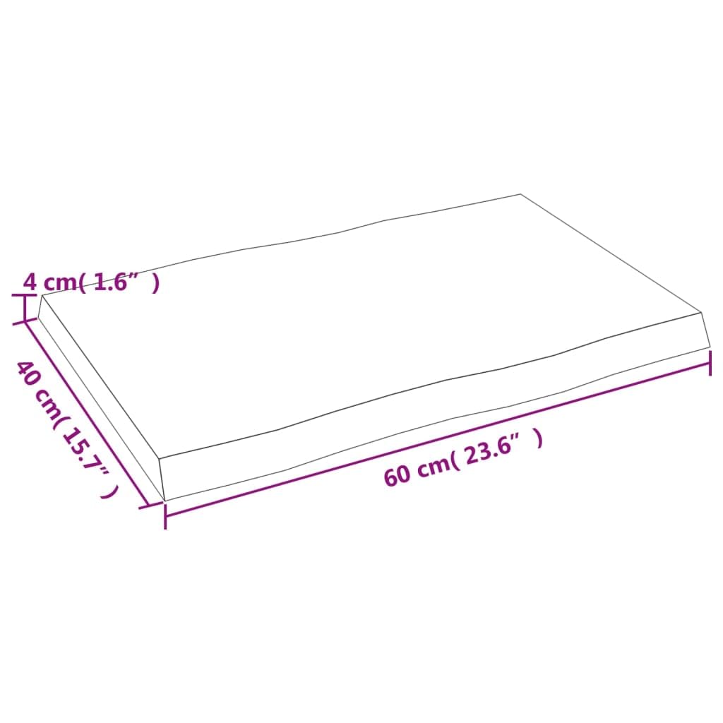 Blat Drewniany 60x40x(2-4) cm Lite Drewno Dębowe Jasnobrązowy