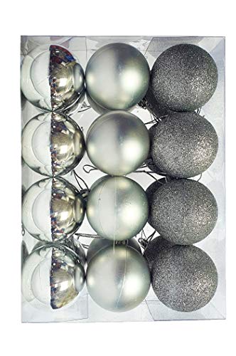 Kit C/24 Bolas de Natal Lisas/Foscas/Glitter de 6cm - Prata