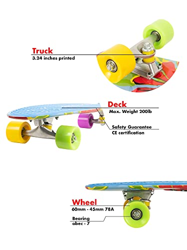 Moboard 27-Inch Vintage Skateboard - Skate For Beginners And Professionals - Shortboard For Kids And Adults - Stylish Board With Interchangeable Wheels (Tyedye-Pink, 27 Inch) #TOP1
