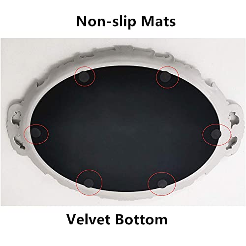 image for Yamfurga Oval Decorative Mirror Tray, French Style Flower Frame, Makeu