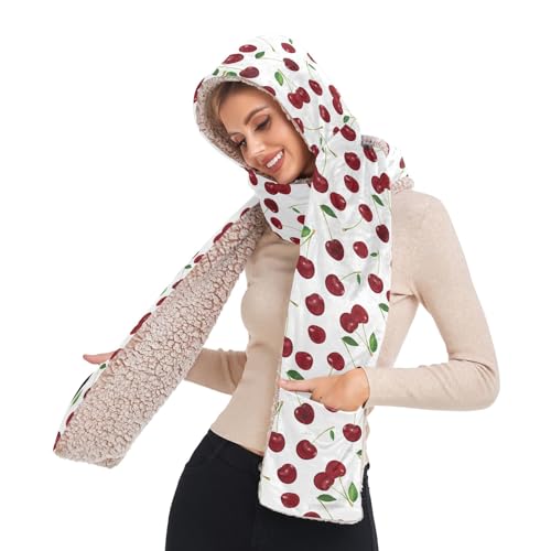 Hooded Scarf Winter Scarf with Gloves Women's Winter Scarf2