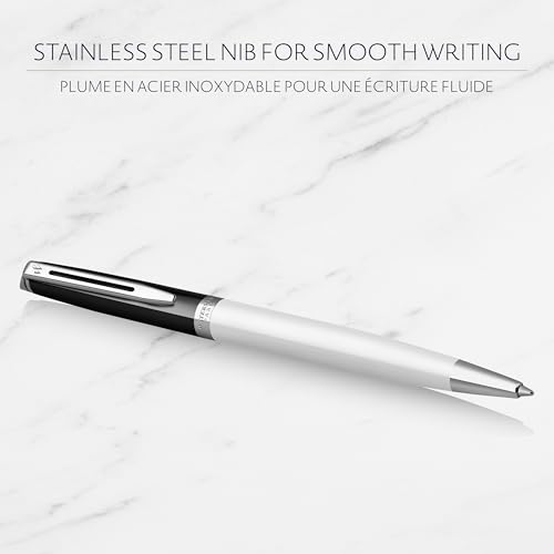 Długopis Waterman Hémisphère Black & White Lacquer z wykończeniem powlekanym palladem i końcówką medium