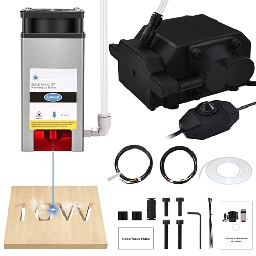 Upgraded 10W Laser Module kit with Air Assist and Eye Protection, TwoWin CNC Router Machine for Engraver Machine with 40W Output Power, Accessories DIY for 2 Axis CNC Engraving Machine