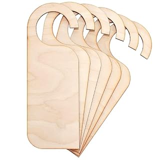 Creative Deco 10 x Wooden Door Hanger Sign Plywood Cutouts | 20 x 6-8 cm | Plain, Unpainted & Unfinished Blank Hanging Shapes Plaques | Craft Tag for Home, Arts & Crafts, Pyrography, Decoupage, DIY