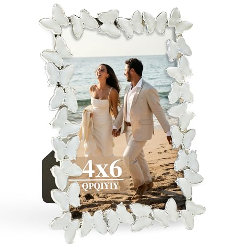 QPQIYIY 4x6 Picture Frame, Silver Metal Edge, Real Glass Photo