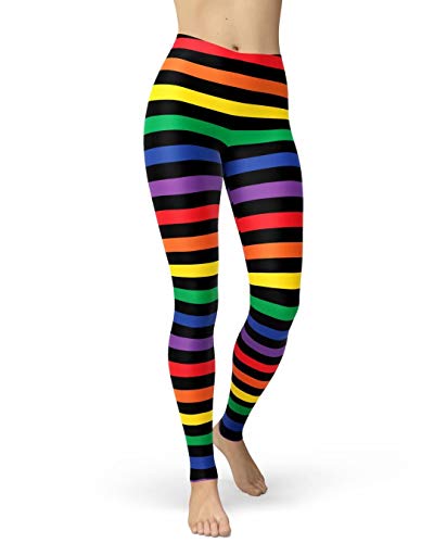 sissycos Neon Leggings Damen Strip Dot Leggings Druck Print Leggings Yoga Laufhose Mädchen Strumpfhose Fashion Stretch Lange Damen Leggins