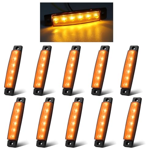 12V-24V側LEDトレーラーマークランプ6 LEDサイドマーカー間隙間ランプストリップ前後信号ランプ トレーラートラック船車キャンプ車密封防水インジケーター (イエロー)