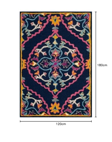 Image of Carpet Mahal Handmade Handwoven Tufted Made of 100% Soft Blended Wool Export Quality Carpets with 1 Inch Thickness (4x6 Feet) Color Multi
