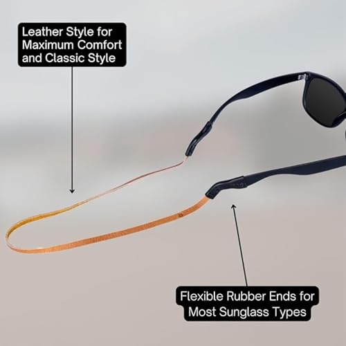 Image of TETHER STRAPS Original Leather Sunglass Strap | Full-Grain Leather with Suede Backing, 17.5 inch Length | Fits Most Frames