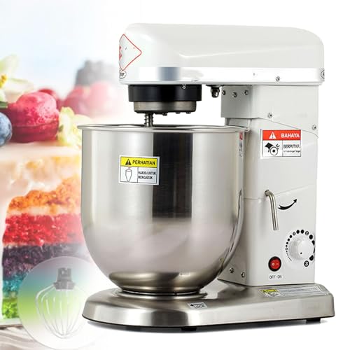 Oiyekntd Electric Stand Mixer,Rotating Stainless Steel Mixing Bowl,Includes Mixing Beater, Dough Hook, Feet, Commercial Food Mixer (White 10L)