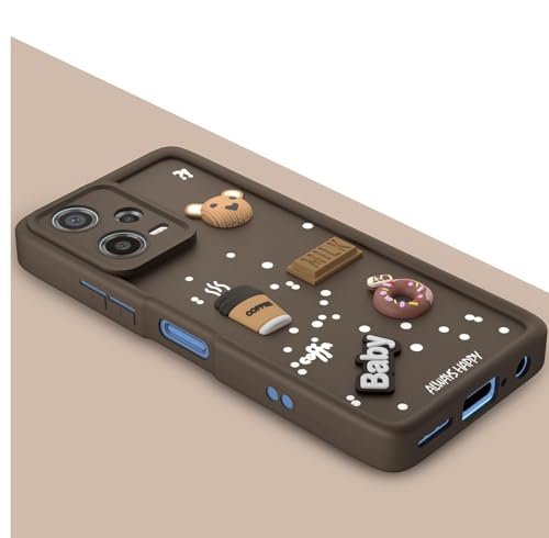 Image of Bintage Ball Bear| Donut| Milk Cake| Baby| Coffee Rubber Case Full Body & Camera Protection Back Cover Compatible for Mi Redmi Note 12 5G - Brown