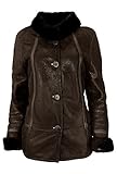  DX-Exclusive wear Damen Schaffelljacke, Lammfelljacke KKKD-0005 (50, braun)