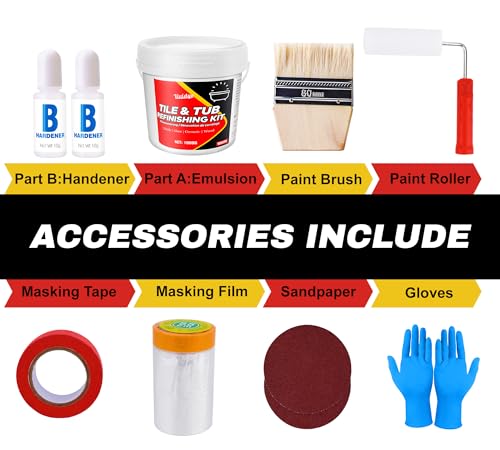 Kit de renovación para bañeras y azulejos, 35oz con herramientas completas y endurecedor, pintura cerámica blanca brillante impermeable y sin VOC miniatura 2