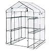 KING BIRD Upgraded Walk-in Greenhouse for Outdoors, Thickened PE Cover & Heavy Duty Powder-Coated Steel, w/ Zippered Mesh Door & Screen Windows, 14 Sturdy Shelves for Garden, 4.7 x 4.7 x 6.4 FT, Clear