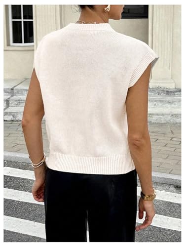 Image of SOLY HUX Women's Short Sleeve Sweater 3D Floral Sweaters Pullover Tank Tops Knit Vest Trendy Fashion Clothing