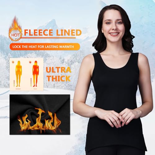 Image of FF Women's Thermal Scoop Neck Cami Tank Tops, Ultra Soft Fleece Lined Camisole, Winter Warm Underwear Top