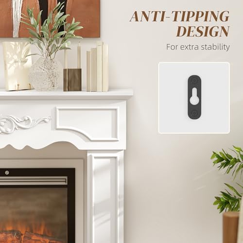 Image of HOMCOM Baroque Fireplace Mantel, Freestanding Fireplace Surround with Leg for Electric Fireplaces, 43.3 inch W x 39.8 inch H, White