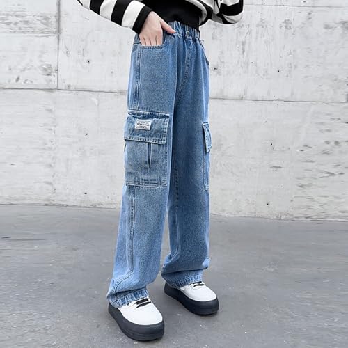 for Girls Kids Bootcut Jeans Cut Out Ripped Button Denim Pants Red Girls Flared Jeans4