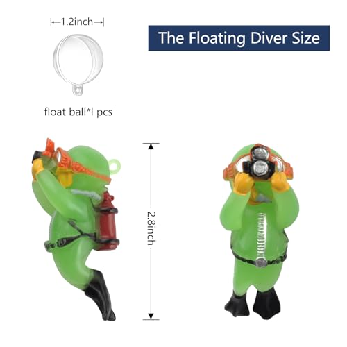 Image of onesimcr Floating Fish Tank Decorations, Aquarium Decorations, Lovely Diver Fish Tank Decorations, Floating Device Fish Tank Accessories,Suitable for All Kinds of Fish Tanks(Light Green)