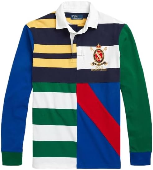POLO RALPH LAUREN Camisa masculina de rúgbi listrada de modelagem