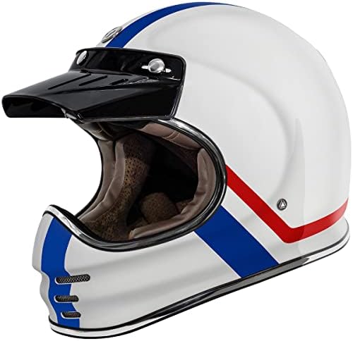TORC Unisex-Adult T3 Retro Classic Full-Face Motorcycle Helmet, Gloss White Allegiance, X-Large