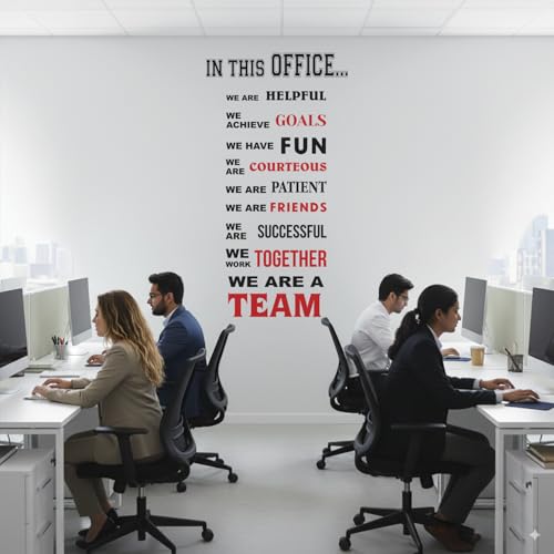Image of Team - Work Together - Office - Motivation - Corporate - Business - Inspiration Quotes - Wall Sticker Decal (Multi Colour, Vinyl, Self-Adhesive) (Large - 200 x 100 cm)