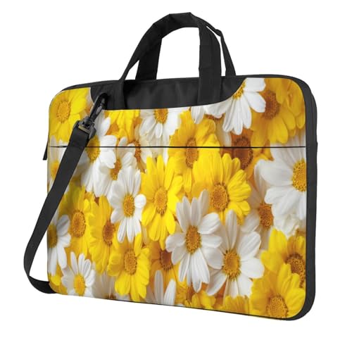 Sacoche ordinateur portable à fleurs pour le bureau et les cours housse matelassée jaune