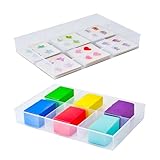 BangQiao 2 Pack Fixed 6 Grids Clear Plastic Organizer Sorting Tray with Large Compartment, Transparent Storage Divider Box Container Case for Hardware, Craft, Sewing Kit, Office Supplies, Small Parts