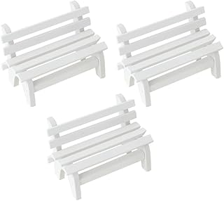 Veemoon 3 Pçs Banco De Madeira Mini Cadeira De Madeira Banco Em Miniatura Banco De Jardim Manual Cadeira Pequena Banco De Madeira Artesanato Banco De Foto De Bambu Branco