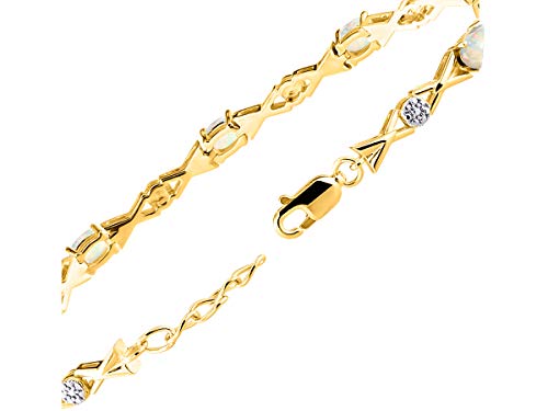 Image of Rylos Bracelets for Women Yellow Gold Plated Silver XOXO Hugs & Kisses Tennis Bracelet Gemstone & Genuine Diamonds Adjustable Fit 7 inch-8 inch Wrist, 10 Gorgeous 6X4MM Jewelry for Women Friendship Bracelets
