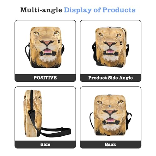 Lion Wild Animal mens messenger bag Shoulder Crossover Bag Women's Purses Adjustable Strap for outdoor sports work4