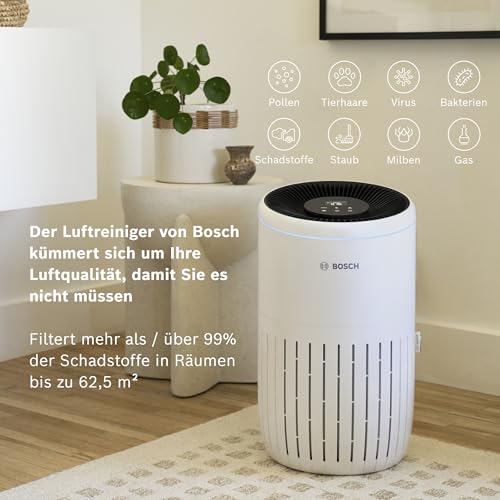 Bosch Air 4000 Luftreiniger - Für Räume bis zu 62,5 m² - Entfernt effizient Schadstoffe - Mit 3-in-1 Luftfilter, Smart Sensor, Automatikmodus, Ruhemodus ( – Bild 3