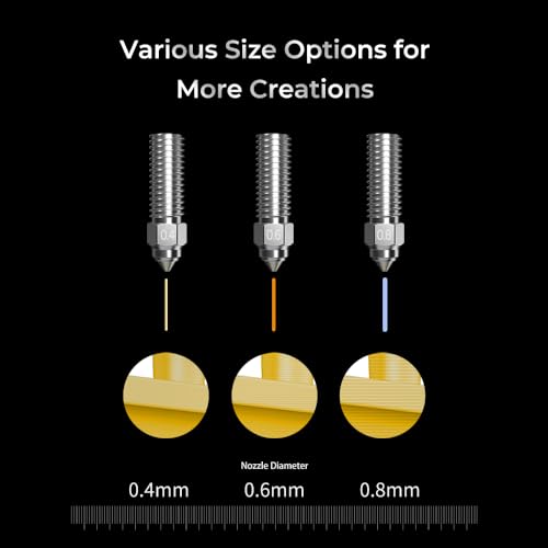 SainSmart Kit de Bicos de Alto Fluxo Oficial Creality K1, Bicos de Aço de 0,4 Mm, 0,6 Mm E 0,8 Mm Fe
