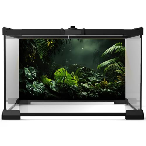 Image of Leaves Aquarium Background Foggy Tropical Palm Leaves Fish Tank Background Fantasy Misty Tropical Floral Pattern Landscape Reptile Tank Backgrounds Rainforest Reptile Enclosure Backgrounds 48x24in