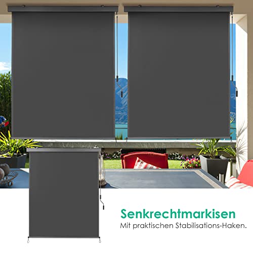 LIFERUN Senkrechtmarkise 150x310cm - Klemmmarkise Ohne Bohren Für Balkon